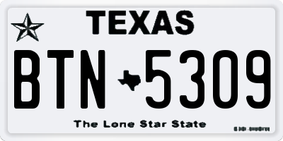 TX license plate BTN5309