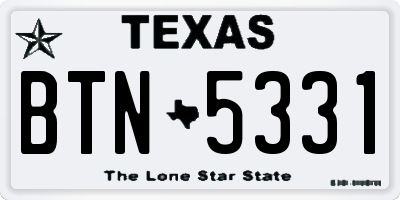 TX license plate BTN5331