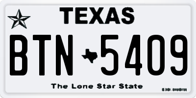 TX license plate BTN5409