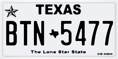 TX license plate BTN5477