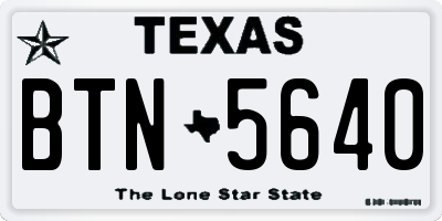 TX license plate BTN5640