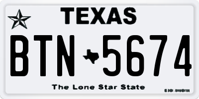 TX license plate BTN5674