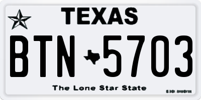 TX license plate BTN5703