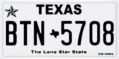 TX license plate BTN5708