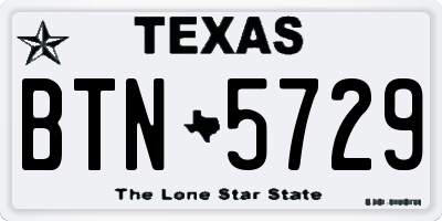 TX license plate BTN5729