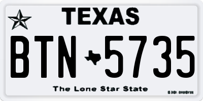 TX license plate BTN5735