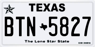 TX license plate BTN5827