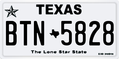 TX license plate BTN5828
