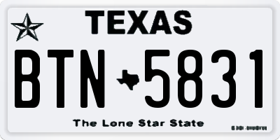 TX license plate BTN5831