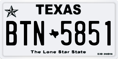 TX license plate BTN5851
