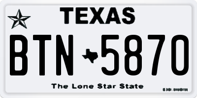 TX license plate BTN5870
