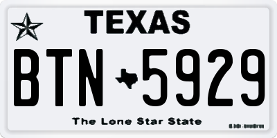 TX license plate BTN5929