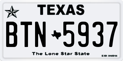 TX license plate BTN5937