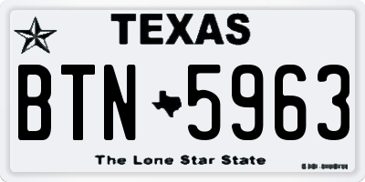 TX license plate BTN5963