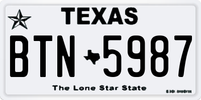 TX license plate BTN5987