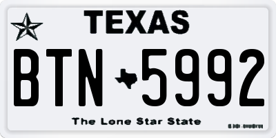TX license plate BTN5992