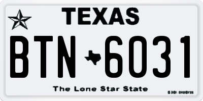 TX license plate BTN6031