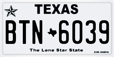 TX license plate BTN6039