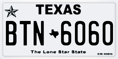 TX license plate BTN6060