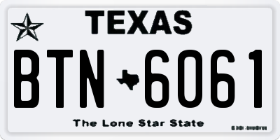 TX license plate BTN6061