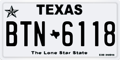 TX license plate BTN6118