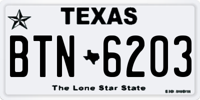 TX license plate BTN6203