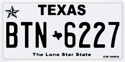 TX license plate BTN6227