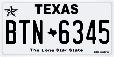 TX license plate BTN6345