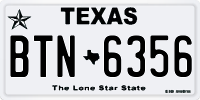 TX license plate BTN6356