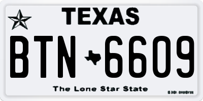 TX license plate BTN6609