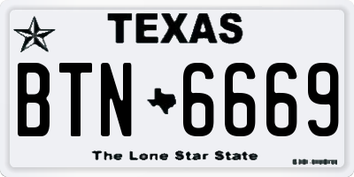 TX license plate BTN6669
