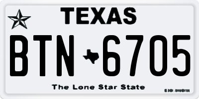 TX license plate BTN6705