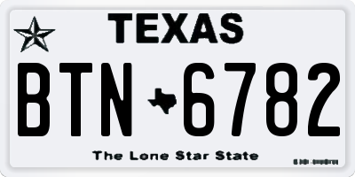 TX license plate BTN6782