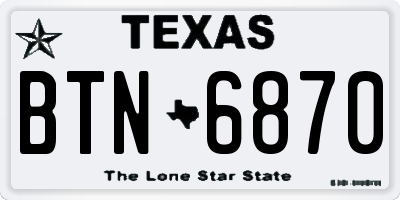 TX license plate BTN6870