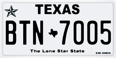 TX license plate BTN7005