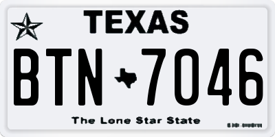 TX license plate BTN7046