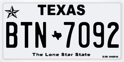 TX license plate BTN7092