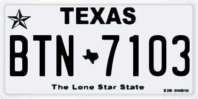 TX license plate BTN7103