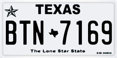 TX license plate BTN7169