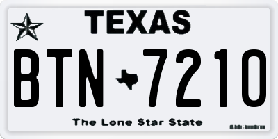 TX license plate BTN7210