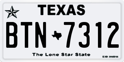 TX license plate BTN7312