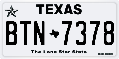 TX license plate BTN7378