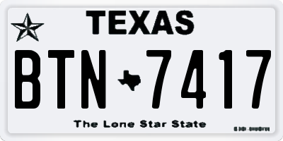 TX license plate BTN7417