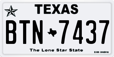 TX license plate BTN7437