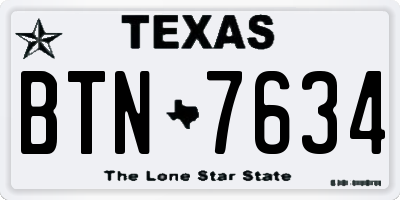 TX license plate BTN7634