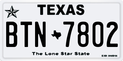 TX license plate BTN7802