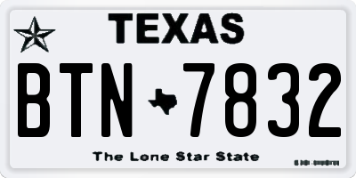 TX license plate BTN7832