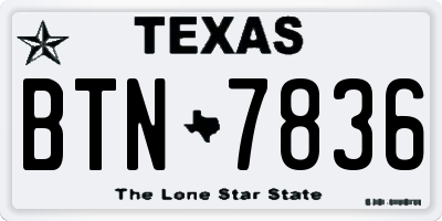 TX license plate BTN7836