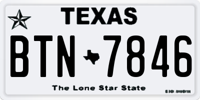 TX license plate BTN7846