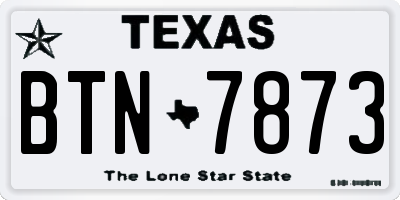 TX license plate BTN7873